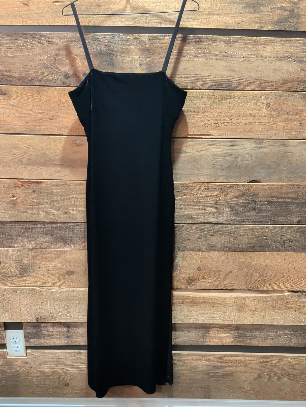 Esprit Black Velvet Spaghetti-Strap Maxi Slip Dress